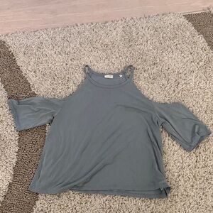 Me to We Slate Blue Cold Shoulder Blouse